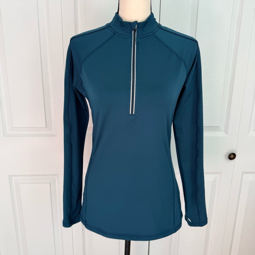 Hind Teal Long Sleeve Half-Zip Top Fleece lined long sleeve size small
